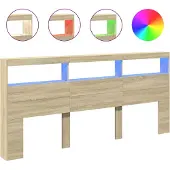 vidaXL Hoofdbordkast met LED-verlichting 220x17x102 cm sonoma eiken