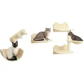 PawHut -Katzen Kletterwand-Spanplatte, Polyester-40L x 28B x 73H cm-Beige