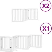 vidaXL Hondenhek inklapbaar met deur 12 panelen 600cm populierhout wit