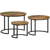 vidaXL Tafeltjesset 3 st massief gerecycled hout