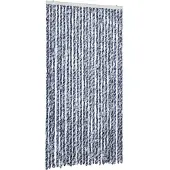 vidaXL Vliegenhor Blauw en Wit, 100x200 cm, Chenille