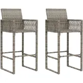 vidaXL Tuinbarkrukken 2 st poly rattan grijs