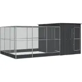 vidaXL Volière met verlengstuk 497x303x216 cm staal zilverkleurig
