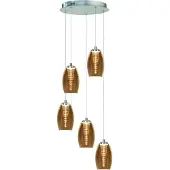 Highlight Hanglamp Nebula Nikkel Rond 5 Lichts Amber Glas