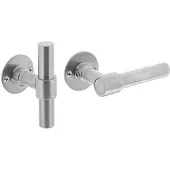 Intersteel Deurkruk | L/T-Model | Recht + Ronde Platte Rozet | 50X2mm | RVS Geborsteld