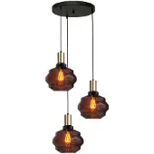 Masterlight 3-lichts vide hanglamp - goud - Porto met Ball red glazen - Ø 24cm