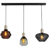 Masterlight 3-lichts hanglamp - goud - Porto met verschillende glazen