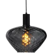 Masterlight Hanglamp zwart Porto met Blossom smoke glas - Ø 30cm