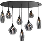 Highlight Hanglamp Cambio Zwart 8 Lichts Smoke Glas