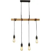 Searchlight 4-lichts hanglamp Woody met hout