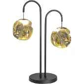 Highlight Tafellamp Melina Zwart Met Amber Glas 2 Lichts