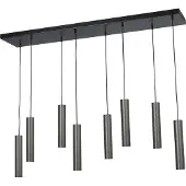 Masterlight Zwarte eetkamer hanglamp Run 8-lichts cilinders gunmetal