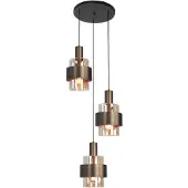 Highlight 3 Lichts Hanglamp Marrone Zwart Met Koper Brons