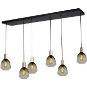 Masterlight 6-lichts hanglamp - goud - Porto met Nicolette green glazen
