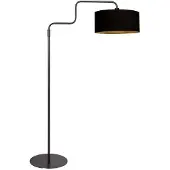 Steinhauer Zwarte vloerlamp Bloeba 4161ZW met zwart goud linnen kap