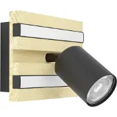 Stars of Light Wandlamp enkel Gesteira zwart met hout