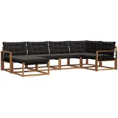 vidaXL Buiten bank set 6 st Naturel en Zwart Massief Acacia Hout