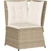 vidaXL Tuinbank in hoekopstelling met kussens, beige, van polyrotan