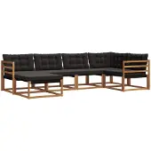 vidaXL Buiten bank set 6 st Naturel en Zwart Massief Acacia Hout
