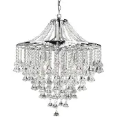 Searchlight Kroonluchter kristal Dorchester, dimbaar, chroom / zilver, Woon-/ Eetkamer, Glas, Antiek, kroonluchter