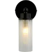 Searchlight Zwarte Wandlamp Imperial Met Geribbeld Glas