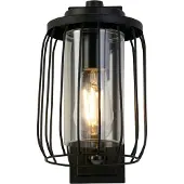 Searchlight Reed 1-lichts wandlamp met PIR - Zwart metaal en PC kap