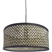 Steinhauer Hanglamp Sparkled Light Zwart Met BambØ Kap Ø 50cm