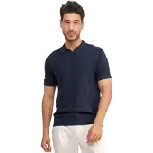 Blue industry Korte mouw donkerblauwe v-hals polo