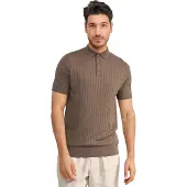Blue industry Bruine korte mouw polo regular fit
