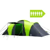 Peme Bojan Koepeltent Tent voor 6 personen, Zwart en groen, Tunnelstructuur, waterdicht, 2 ingangen, grote voortent, moskitiera