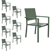 Happy Garden Set van 8 saliegroen aluminium stoelen - textilene saliegroen
