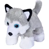 Wild republic knuffel husky junior 18 cm pluche wit/grijs