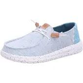 HeyDude Wendy Heathered Slub Tropical Dames Blauwe Instappers