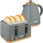 HOMCOM -Kocher-Toaster-Set-Kunststoff, Stahl-24,1L x 19,5B x 23,2H cm-Grau