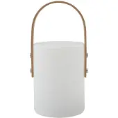 LINDBY LED-batterijgevoede buitentafellamp Juria, wit, CCT, IP44 Juria, wit / opaal, Hout, Modern
