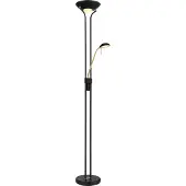 Globo LED-uplighter vloerlamp Leonas, dimbaar, zwart, Woon-/ Eetkamer, metaal, Modern, LED vloerlamp