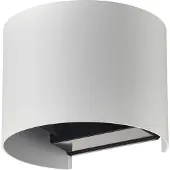 LINDBY Smart LED buiten wandlamp Dara wit rond CCT RGB Tuya Dara, dimbaar, wit / opaal, Kunststof, Modern, slimme wandlamp buiten