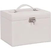 vidaXL Sieradendoosje 4laags spiegel afsluitbaar 22,5x17,5x16,5 cm wit