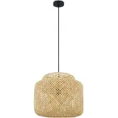 LINDBY Hanglamp Venora, dimbaar, hout licht, Woon-/ Eetkamer, Bamboe, Landelijk, hanglamp