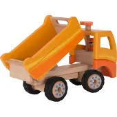Goki Houten voertuig - Kiepauto - 38X15,5X24Cm - Met Rubberen Banden - 3 Jaar