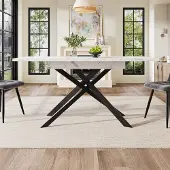 STILVORA Uitschuifbare Eettafel (120-160 cm), Rechthoekige Keukentafel met uitschuifsysteem, Wit/Zwart