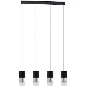 LINDBY Glazen hanglamp Svante, dimbaar, alu / grijs / zink, Woon-/ Eetkamer, Glas, Modern, hanglamp