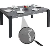Mendler Eettafel -L53, tafel keukentafel eetkamertafel, industrieel metaal 140x80cm ~ marmer look grijs