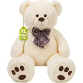 Monzana Knuffelbeer XL - 100cm Staand Pluche - Crème