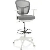 Hjh OFFICE TOP WORK 108 W - Werkstoel / werkkruk/ verhoogde bureaustoel Grijs