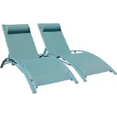 Happy Garden Set van 2 GALAPAGOS ligstoelen in lichtblauw textilene - lichtblauw aluminium