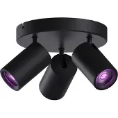 Calex Smart Plafondlamp - 3-Lichts - Slimme Opbouwspot - Rond - Zwart
