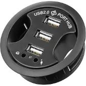 Goobay inbouw USB hub met 3 poorten en audio - USB2.0 - busgevoed / zwart - 1,5 meter
