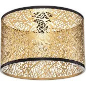 LINDBY Plafondlamp Yonah, dimbaar, messing / goud, Woon-/ Eetkamer, Textiel / Stof / Zijde, Landelijk, plafondlamp