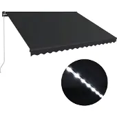 vidaXL Luifel handmatig uittrekbaar met LED 450x300 cm antraciet